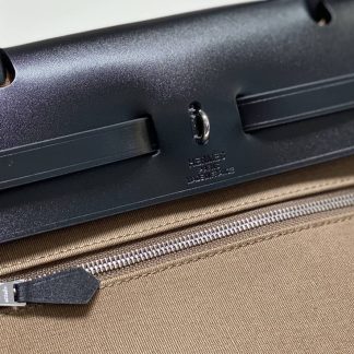 Replica Hermes Herbag Zip 31 Hunter Leather Canvas Bag