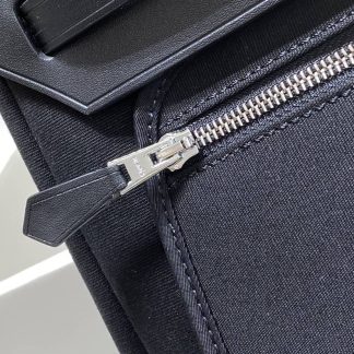 Replica Hermes Herbag Zip 31 Hunter Leather Canvas Bag