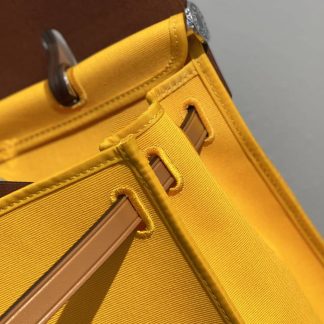Replica Hermes Herbag Zip 31 Hunter Leather Canvas Bag