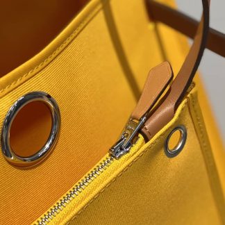 Replica Hermes Herbag Zip 31 Hunter Leather Canvas Bag