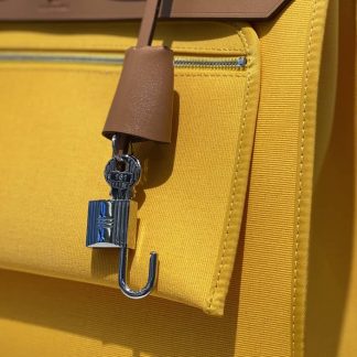 Replica Hermes Herbag Zip 31 Hunter Leather Canvas Bag