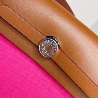 Replica Hermes Herbag Zip 31 Hunter Leather Canvas Bag