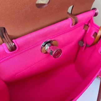 Replica Hermes Herbag Zip 31 Hunter Leather Canvas Bag