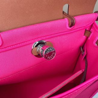 Replica Hermes Herbag Zip 31 Hunter Leather Canvas Bag