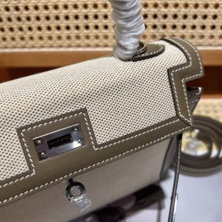 Replica Hermes Kelly 28 Canvas Barenia Leather Bag