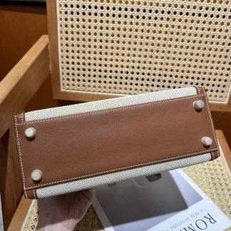 Replica Hermes Kelly 28 Canvas Barenia Leather Bag