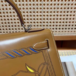 Replica Hermes Kelly 28 Custom Painted Vintage Bag