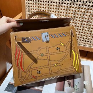 Replica Hermes Kelly 28 Custom Painted Vintage Bag