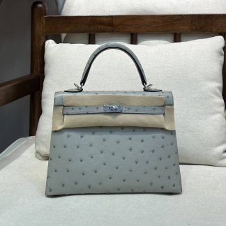 Replica Hermes Kelly 25 Ostrich Leather Bag