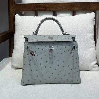 Replica Hermes Kelly 25 Ostrich Leather Bag