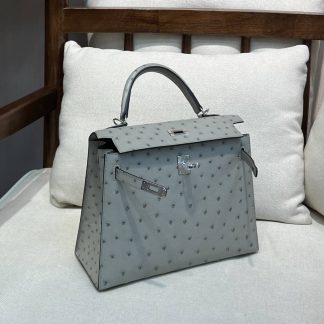 Replica Hermes Kelly 25 Ostrich Leather Bag