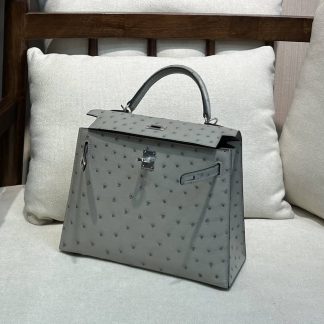 Replica Hermes Kelly 25 Ostrich Leather Bag