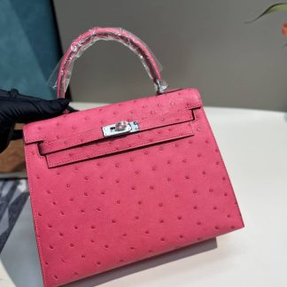 Replica Hermes Kelly 25 Ostrich Leather Bag